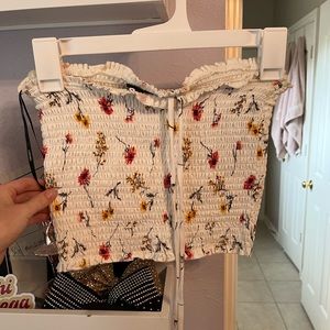 white floral tube top
